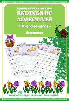 Preview of German: Adjective Endings Exercise Cards Easter Interactive - Adjektive