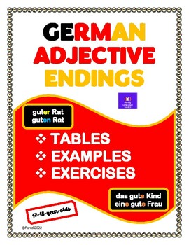 Preview of German Adjective Endings - Tables, Examples and Exercises