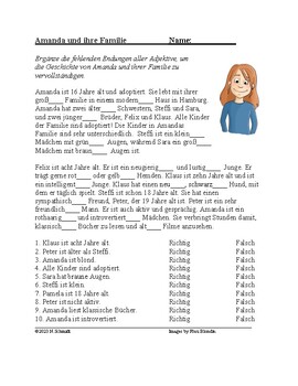 Preview of German Adjectives Endings Reading | Fill in the Blanks (Adjektiven)