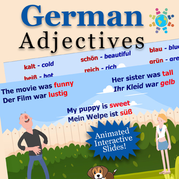 Preview of German Adjectives | Video Lesson, Interactive Slide, Handout, Games, Test