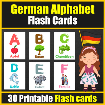 Preview of German Alphabet Flash cards for kids to learn Letters & use them in Vocabulary