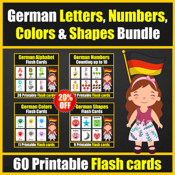 Preview of German Alphabet Letters, Numbers, Colors & Shapes - Bundle