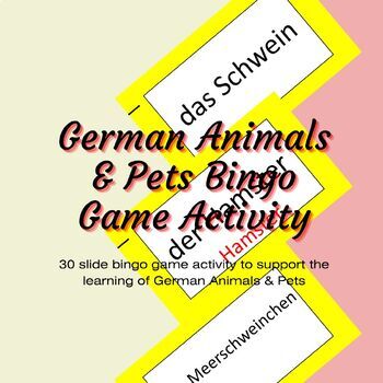 Preview of German Animals and Pets Bingo Game Activity