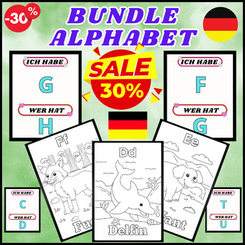 Preview of German Animals Coloring Sheets- Coloring Book- I Have, Who Has- Alphabet Bundle