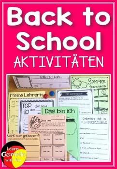 Preview of German Back to School activities- Materialsammlung für den Schulbeginn