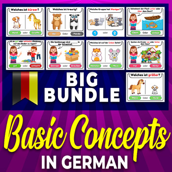 Preview of German Big Bundle " Basic Concepts ", Printable Task Cards for kids