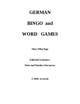 Preview of German Bingo and Word Games