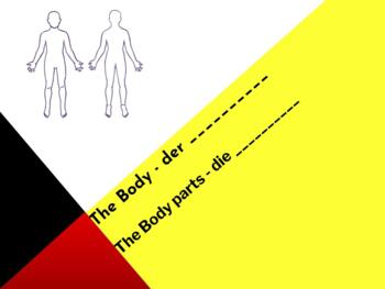 Preview of German Body Parts Vocabulary Activity die Körperteile das Gesicht