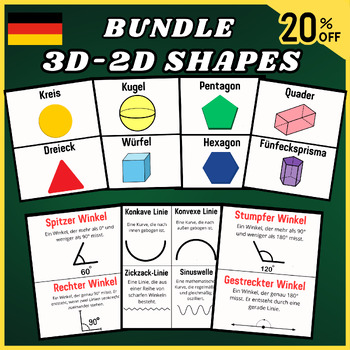Preview of German Bundle 2D-3D Shapes Lines,Angles,Flashcards, Activitie, Names of Geometry