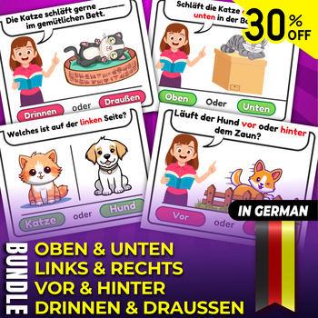 Preview of German Bundle " Basic Spatial Concepts ", Positions Task Cards Opposite