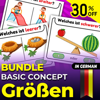 Preview of German Bundle (Größen) Sizes " Basic Concepts ", Printable Task Cards opposite