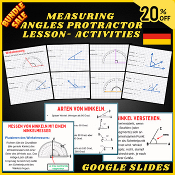 Preview of German Bundle Measuring Angles with a Protractor Lesson, Protractor Exercises
