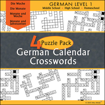 Preview of German Calendar Crossword Puzzle BUNDLE - Months, Days of the Week and Seasons