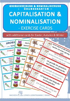 Preview of German: Capitalization and nominalization - Exercise cards - Großschreibung