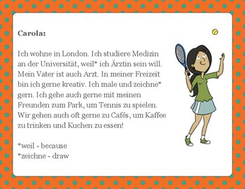 Preview of Beginner German: 8 Readings (Hobbies/Family/School Subjects/Sports)
