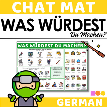 Preview of German Chat Mat - Was Würdest du Machen? - If you could..., what would you do?