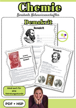 Preview of German: Chemistry | Democritus Demokrit |  PDF + H5P | Chemie