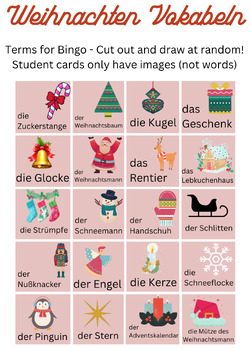 Preview of German Christmas Bingo. Weihnachten Bingo! 20 Weihnachten Terms.