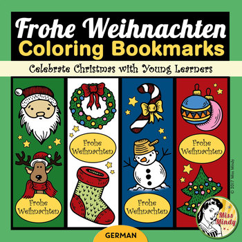Preview of German Christmas Bookmarks for Coloring - Weihnachten - Lesezeichen auf Deutsch