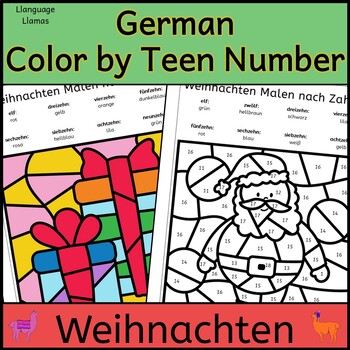 Preview of German Christmas Color by TEEN Number Pictures Weihnachten Malen nach Zahlen