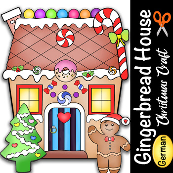 Preview of German Christmas Gingerbread House Craft :Coloring Pages & Writing - Weihnachten