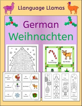 Preview of German Christmas Weihnachten vocabulary activities, puzzles, games, cards