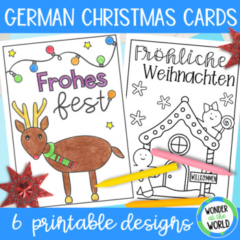 Preview of German Christmas cards to print, color and write Weihnachtskarten