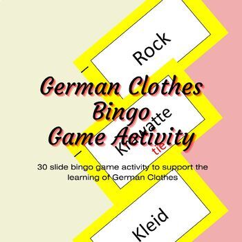 Preview of German Clothes Bingo Game Activity
