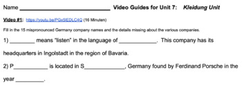 Preview of German Clothing Unit Video Guides (2 Youtube Videos)