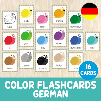 Preview of German Color Flashcards, German Vocabulary, Color Recognition Cards