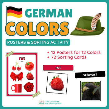 Preview of Colors in German (Dia Farben): Posters, Sorting 72 Items by Color, Real Photos