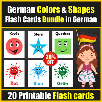 Preview of German Colors & Shapes Vocabulary Flash cards - Bundle
