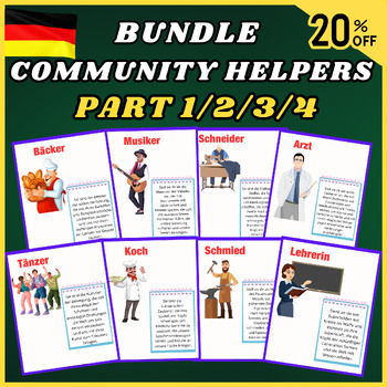 Preview of German Community Helpers Social Studies Bundle, partes 1/2/3/4 - Profession