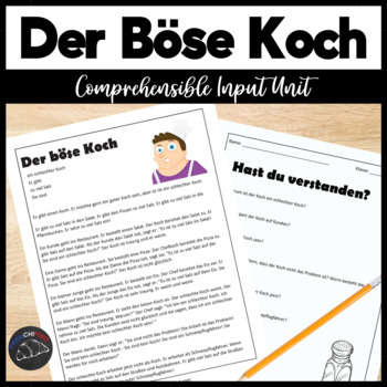 Preview of German Story & activities comprehensible Input lesson Der böse Koch