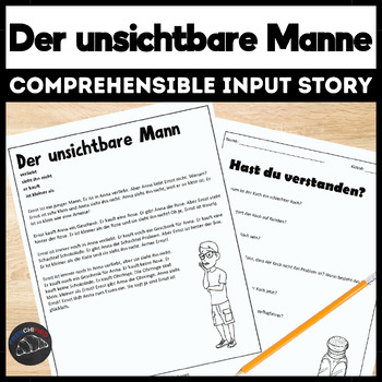 Preview of German Story & activities comprehensible Input lesson Der unsichtbare Mann