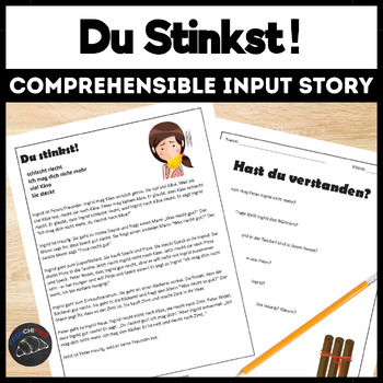 Preview of German Story & activities comprehensible Input lesson Du Stinkst!