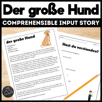 Preview of German Story & activities comprehensible Input lesson der große Hund