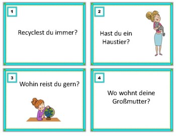 Preview of German Conversation Starters: Task Cards - Deutsch Sprechen (Beginner Level)