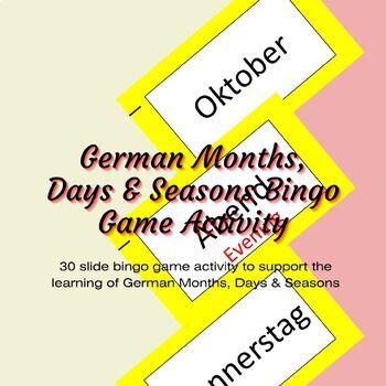 Preview of German Days, Months & Seasons Bingo Game Activity