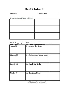 Preview of German / Deutsch das Haus Mach Mit Assignments. Modal Verbs / Prepositions