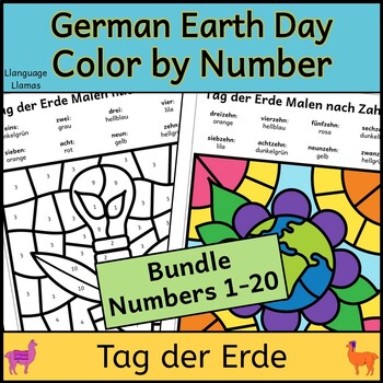 Preview of German Earth Day Color by Number to 20 Bundle Malen nach Zahlen Tag der Erde
