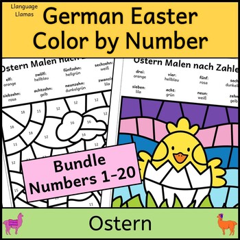 Preview of German Easter Color by Number to 20 Bundle Ostern Malen nach Zahlen