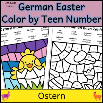 Preview of German Easter Color by TEEN Number Ostern Malen nach Zahlen Spring Activity