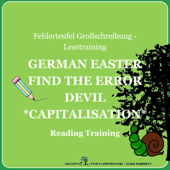 Preview of German: Easter: Error devil capitalization - Reading cards - Großschreibung