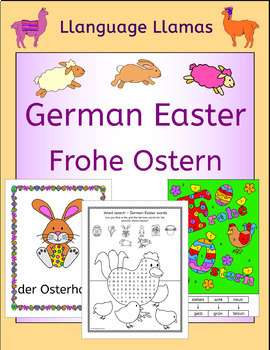 Preview of German Easter Ostern vocabulary activities and puzzles