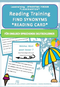 Preview of Learn German: Find summer synonyms - Reading cards - Synonyme finden