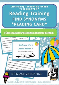 Preview of Learn German: Find summer synonyms-Reading cards - Synonyme finden Interactive