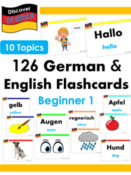 Preview of German & English Bilingual Flash Cards - 10 topics for Beginners