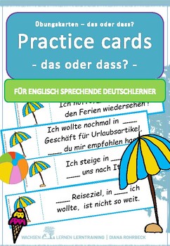 Preview of Learn German: Summer das or dass - Exercise cards - das oder das