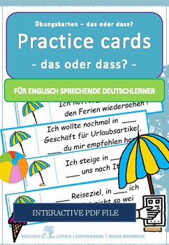 Preview of Learn German: Summer das or dass - Exercise cards - das oder das Interactive